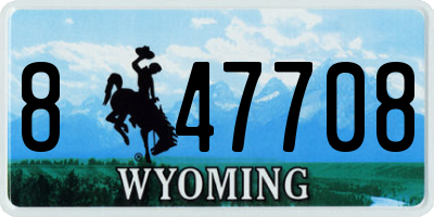 WY license plate 847708