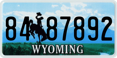 WY license plate 8487892