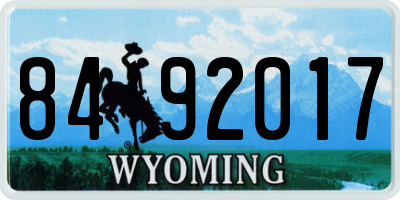 WY license plate 8492017