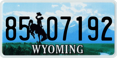 WY license plate 8507192