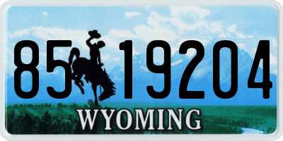 WY license plate 8519204