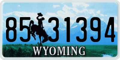 WY license plate 8531394