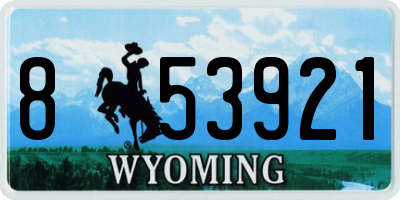 WY license plate 853921
