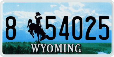 WY license plate 854025
