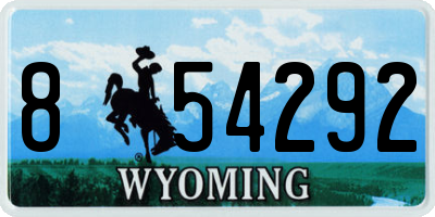 WY license plate 854292