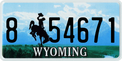 WY license plate 854671