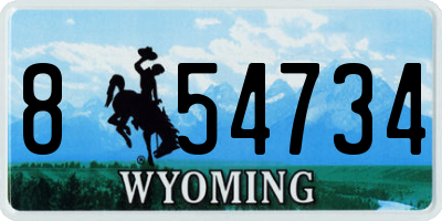 WY license plate 854734