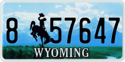WY license plate 857647