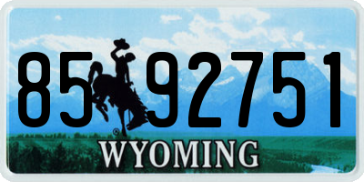 WY license plate 8592751