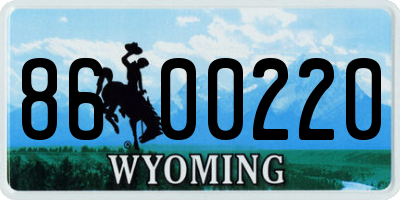 WY license plate 8600220