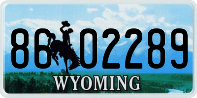 WY license plate 8602289
