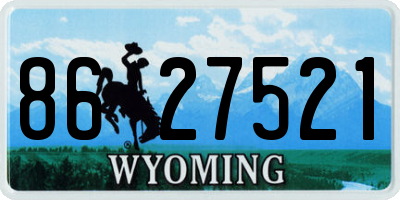 WY license plate 8627521