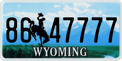 WY license plate 8647777