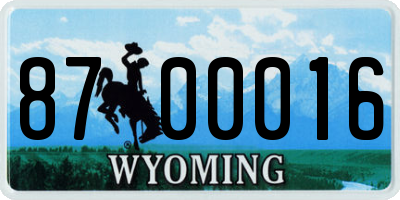 WY license plate 8700016
