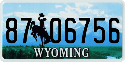 WY license plate 8706756
