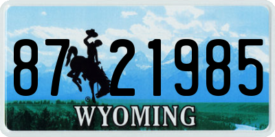 WY license plate 8721985