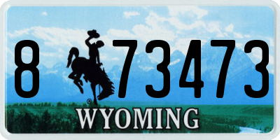 WY license plate 873473
