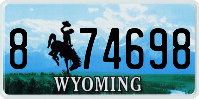 WY license plate 874698