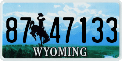WY license plate 8747133
