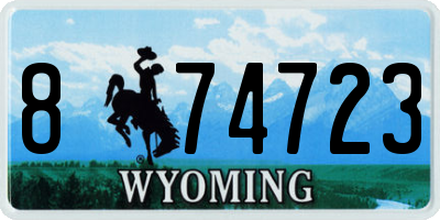 WY license plate 874723
