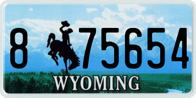 WY license plate 875654