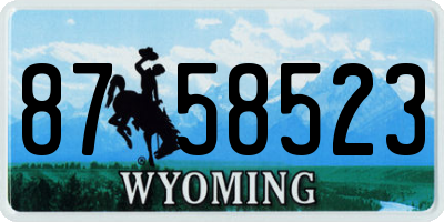 WY license plate 8758523