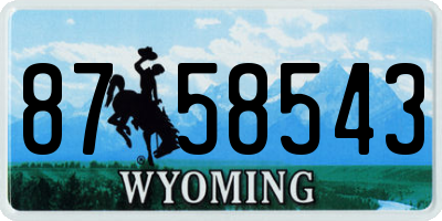 WY license plate 8758543