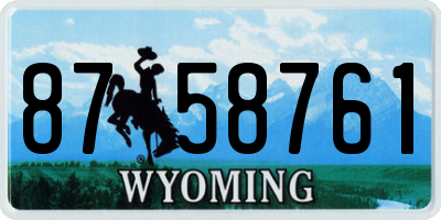 WY license plate 8758761