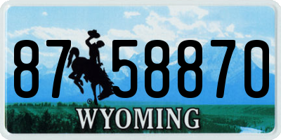 WY license plate 8758870