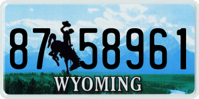WY license plate 8758961