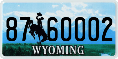 WY license plate 8760002
