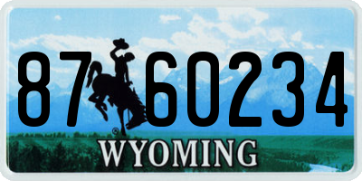 WY license plate 8760234