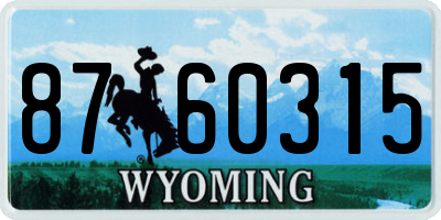 WY license plate 8760315