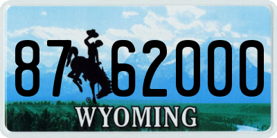 WY license plate 8762000