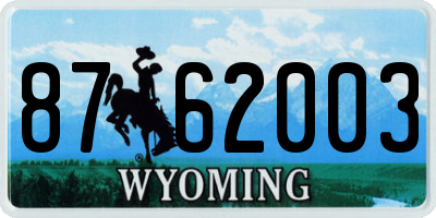 WY license plate 8762003