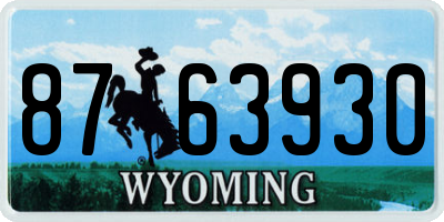WY license plate 8763930