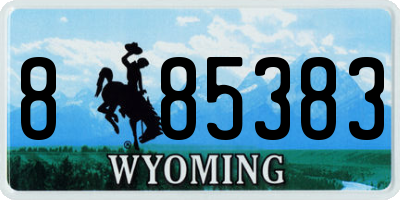 WY license plate 885383