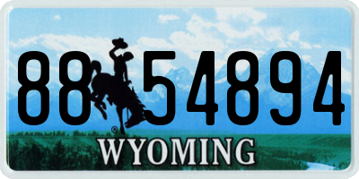 WY license plate 8854894