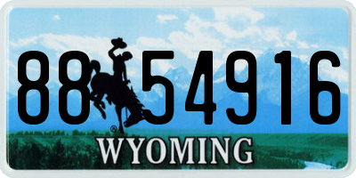 WY license plate 8854916