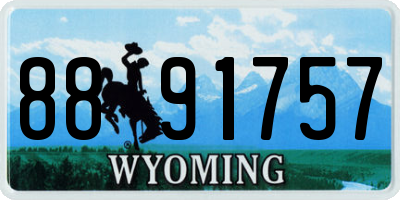 WY license plate 8891757