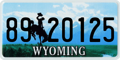 WY license plate 8920125