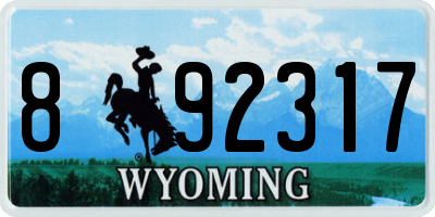 WY license plate 892317