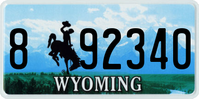 WY license plate 892340