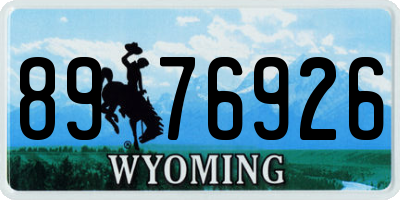 WY license plate 8976926