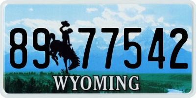 WY license plate 8977542