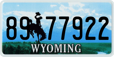 WY license plate 8977922