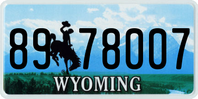 WY license plate 8978007