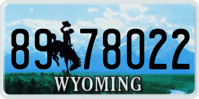 WY license plate 8978022