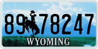 WY license plate 8978247