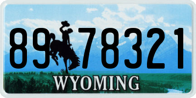 WY license plate 8978321